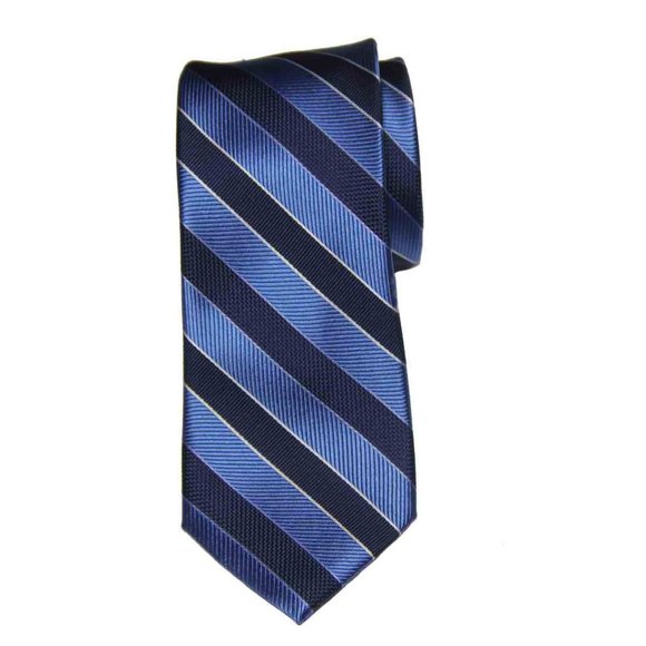 Jos A Bank Repp Stripe Tie Blue White Silk - Picture 1 of 1